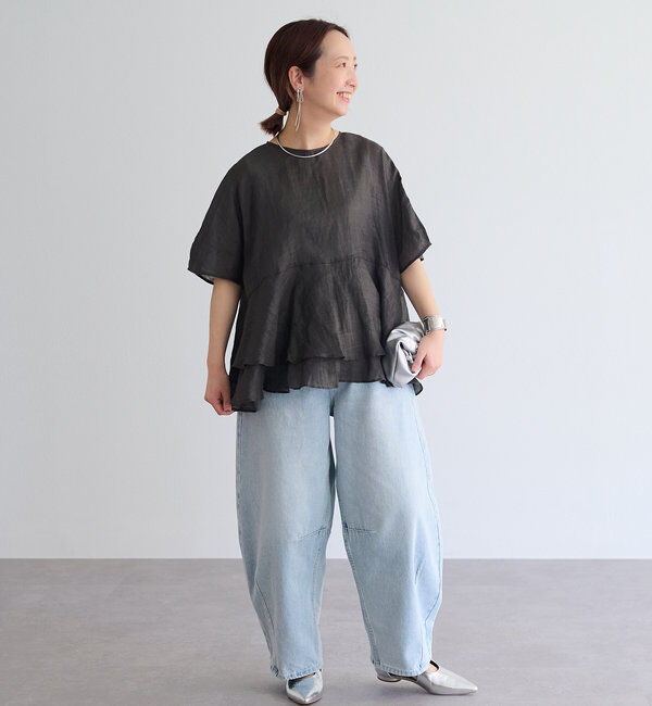  「【低身長・高身長対応/サイズ展開あり】デニムカーブレッグパンツ」|デニム|