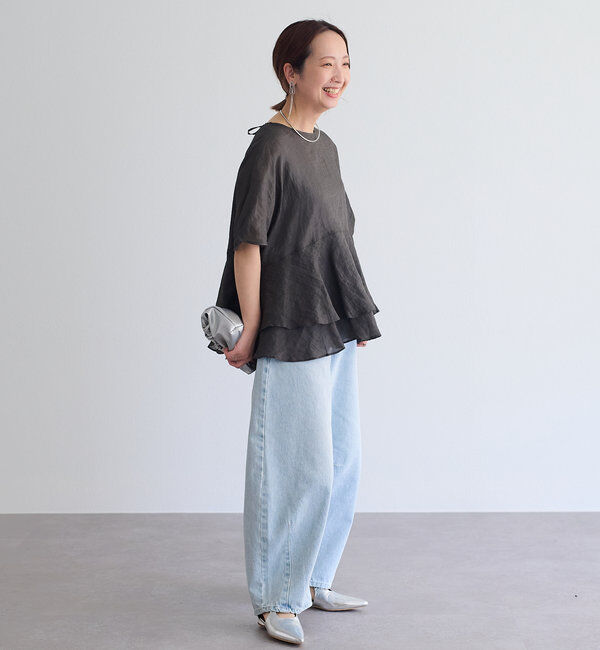  「【低身長・高身長対応/サイズ展開あり】デニムカーブレッグパンツ」|デニム|