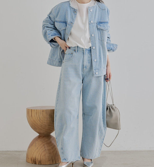  「【低身長・高身長対応/サイズ展開あり】デニムカーブレッグパンツ」|デニム|