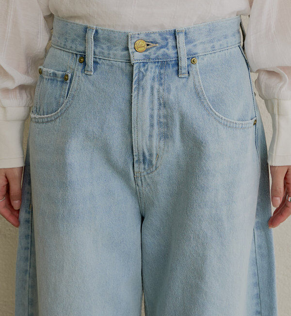  「【低身長・高身長対応/サイズ展開あり】デニムカーブレッグパンツ」|デニム|