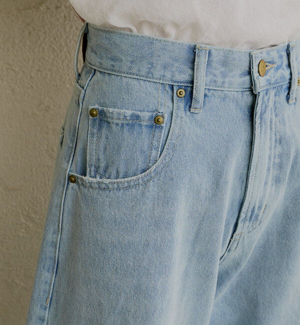  「【低身長・高身長対応/サイズ展開あり】デニムカーブレッグパンツ」|デニム|