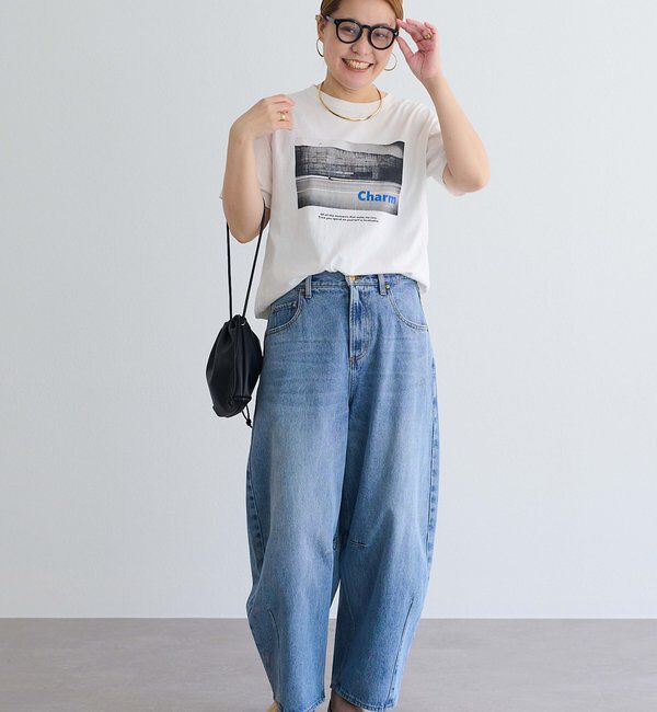  「【低身長・高身長対応/サイズ展開あり】デニムカーブレッグパンツ」|デニム|