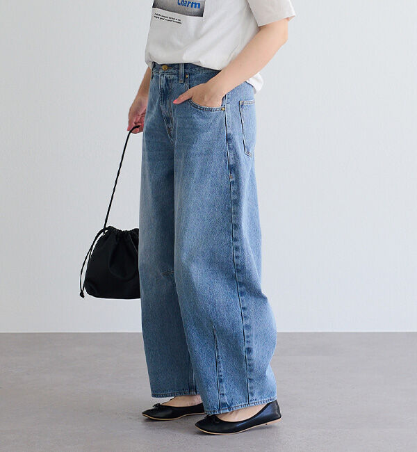  「【低身長・高身長対応/サイズ展開あり】デニムカーブレッグパンツ」|デニム|