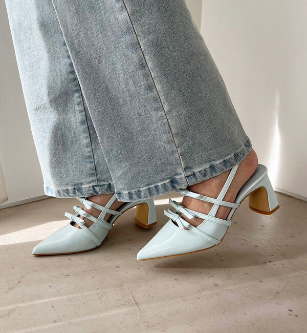  「リボン付きポインテッドストラップシューズ」|その他|