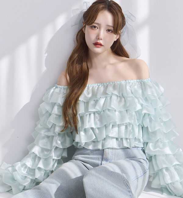  「【Dreamy collection】オーガンジーフリルブラウス」|シャツ・ブラウス|ミント