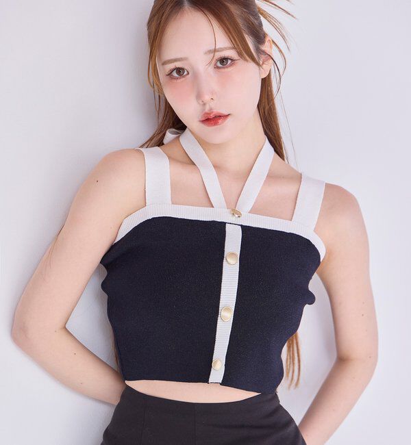  「セット対応/配色ラメニットビスチェ」|ニット・セーター|