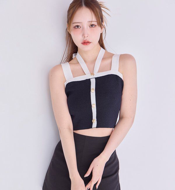  「セット対応/配色ラメニットビスチェ」|ニット・セーター|