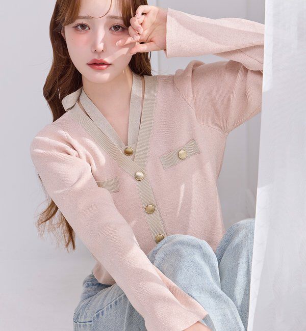  「セット対応/配色ラメニットビスチェ」|ニット・セーター|