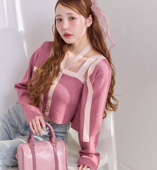  「セット対応/配色ラメニットビスチェ」|ニット・セーター|