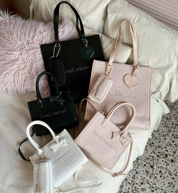  「【LouLoumei】8色展開／ハートチャーム付きトートバッグ／自立可能」|トートバッグ|