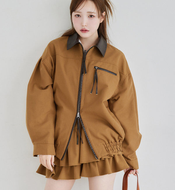  「セットアップ対応/パイピングジャケット」|ダウンベスト・ベスト|キャメル