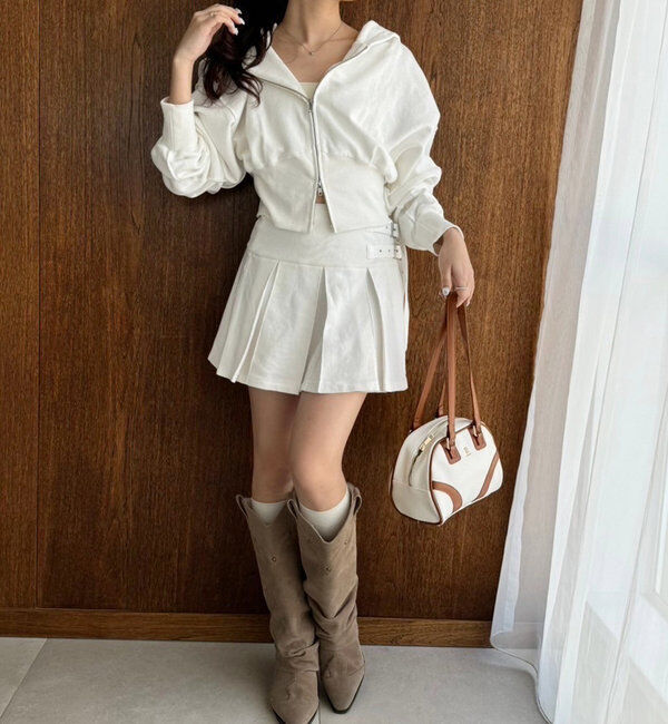  「【セットアップ可能】ベルト付きプリーツミニスカート」|スカート|