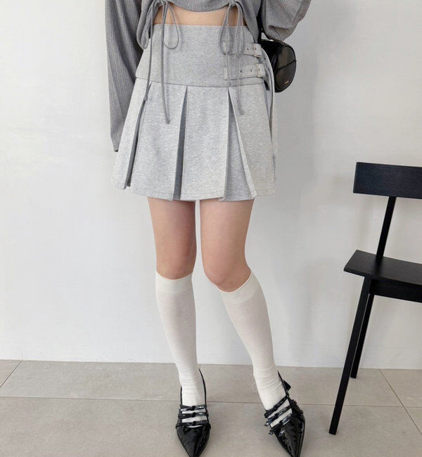  「【セットアップ可能】ベルト付きプリーツミニスカート」|スカート|