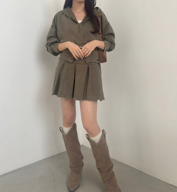  「【セットアップ可能】ベルト付きプリーツミニスカート」|スカート|