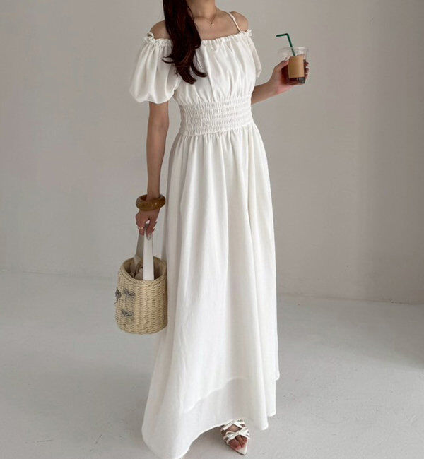  「【全骨格細見え】半袖シャーリングワンピ」|ワンピース|