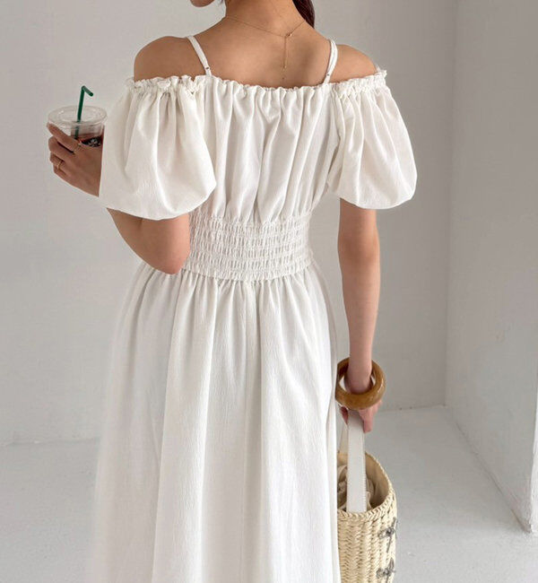  「【全骨格細見え】半袖シャーリングワンピ」|ワンピース|