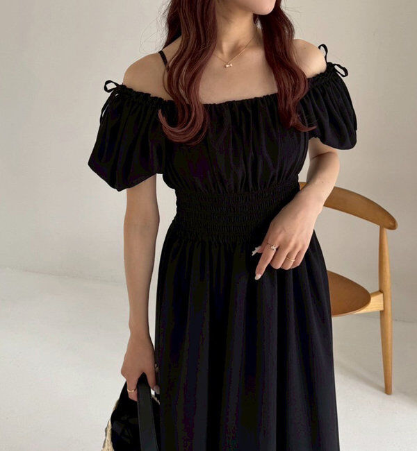  「【全骨格細見え】半袖シャーリングワンピ」|ワンピース|