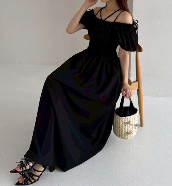  「【全骨格細見え】半袖シャーリングワンピ」|ワンピース|