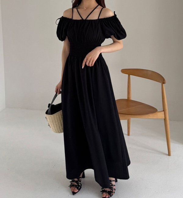  「【全骨格細見え】半袖シャーリングワンピ」|ワンピース|