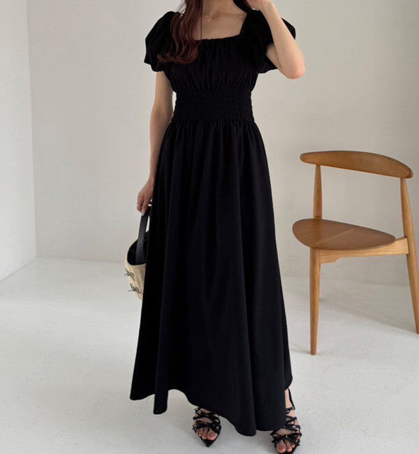  「【全骨格細見え】半袖シャーリングワンピ」|ワンピース|