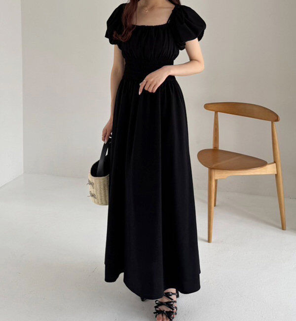  「【全骨格細見え】半袖シャーリングワンピ」|ワンピース|