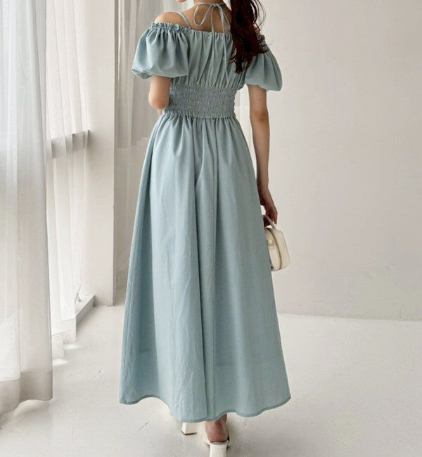  「【全骨格細見え】半袖シャーリングワンピ」|ワンピース|