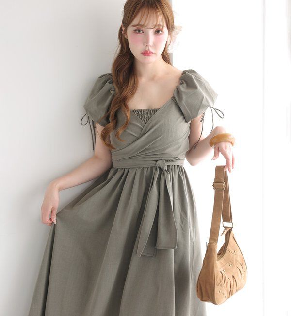  「マルチセットワンピ/ブラウス＋キャミワンピ」|ワンピース|カーキ