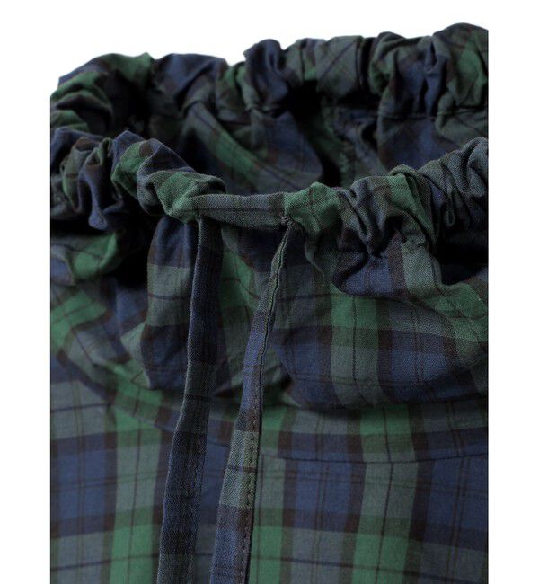 mizuiro ind「mizuiro ind チェックギャザーフードプルオーバーシャツ」|シャツ・ブラウス|