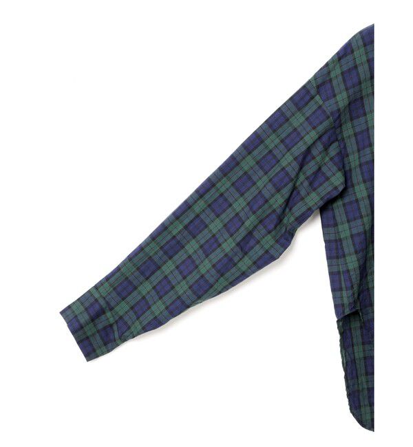 mizuiro ind「mizuiro ind チェックギャザーフードプルオーバーシャツ」|シャツ・ブラウス|