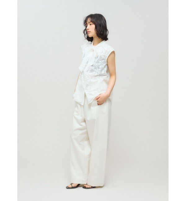 MIDIUMISOLID「MIDIUMISOLID for Ladies レースボウタイノースリーブブラウス」|シャツ・ブラウス|