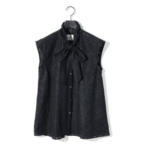 MIDIUMISOLID「MIDIUMISOLID for Ladies レースボウタイノースリーブブラウス」|シャツ・ブラウス|