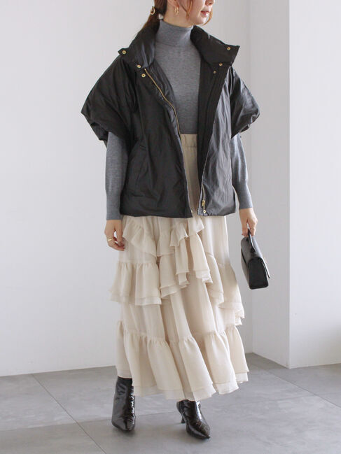 Te chichi「コーティングタフタスリーブレスジャケット」|ダウンベスト・ベスト|