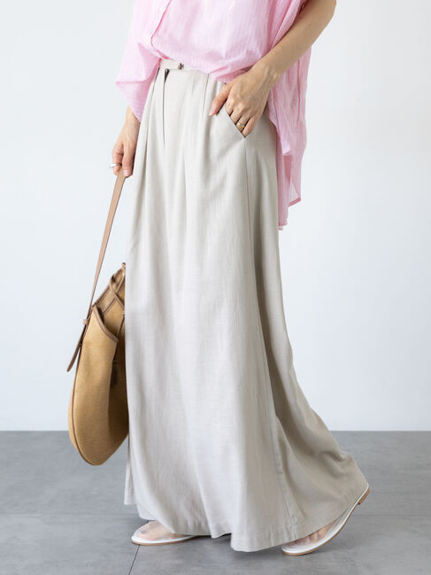 Lugnoncure「【セットアップ可】レーヨン麻ワイドパンツ」|その他|ベージュ