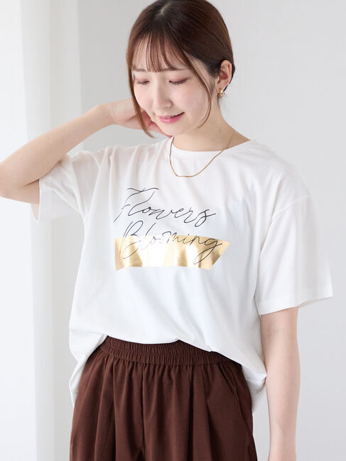 Te chichi TERRASSE「【接触冷感】箔BIGロゴTシャツ」|Tシャツ・カットソー|オフホワイト