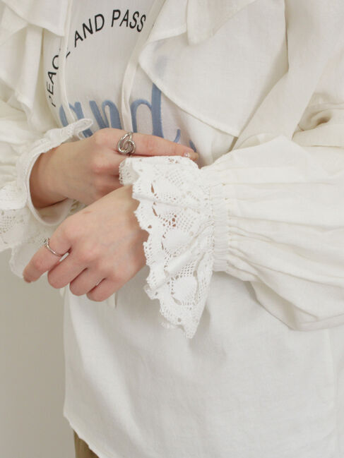 Samansa Mos2「羽織レースフリルブラウス」|シャツ・ブラウス|