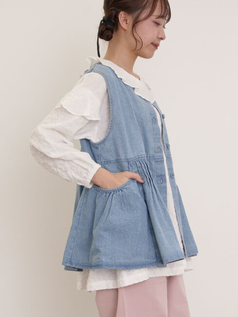 Samansa Mos2「デニム・ツイル前後2WAYベスト」|ダウンベスト・ベスト|