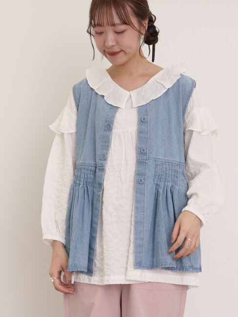 Samansa Mos2「デニム・ツイル前後2WAYベスト」|ダウンベスト・ベスト|