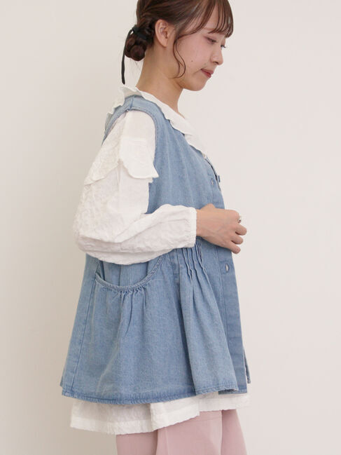 Samansa Mos2「デニム・ツイル前後2WAYベスト」|ダウンベスト・ベスト|