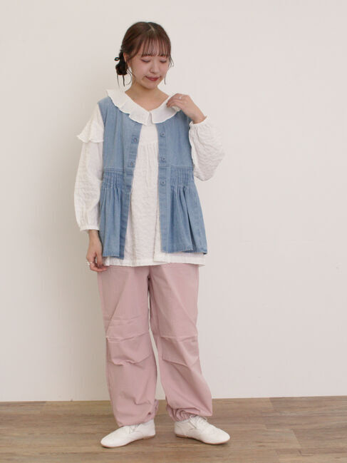 Samansa Mos2「デニム・ツイル前後2WAYベスト」|ダウンベスト・ベスト|