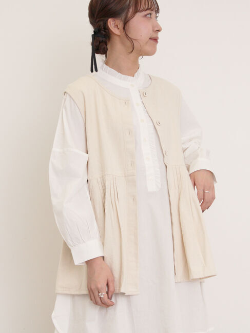 Samansa Mos2「デニム・ツイル前後2WAYベスト」|ダウンベスト・ベスト|