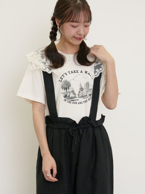 Samansa Mos2「シアーレース襟付Tシャツ」|Tシャツ・カットソー|
