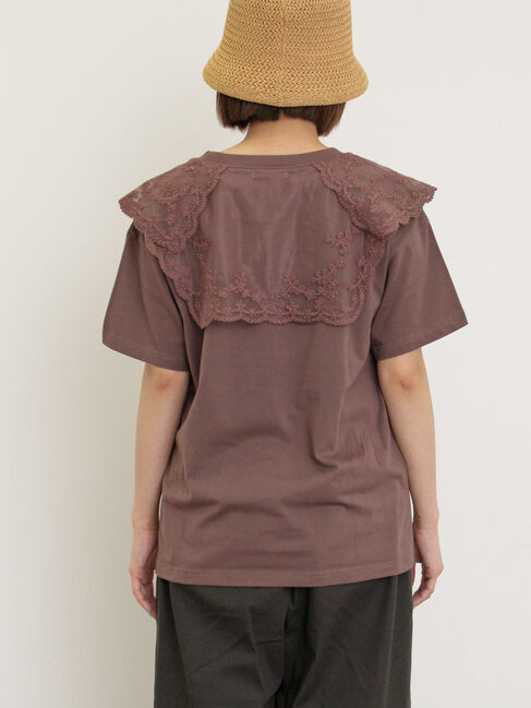 Samansa Mos2「シアーレース襟付Tシャツ」|Tシャツ・カットソー|