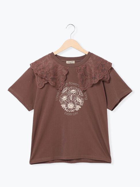 Samansa Mos2「シアーレース襟付Tシャツ」|Tシャツ・カットソー|