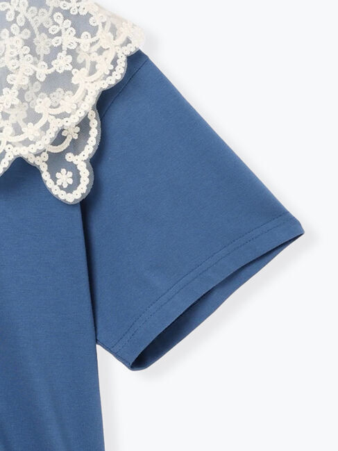 Samansa Mos2「シアーレース襟付Tシャツ」|Tシャツ・カットソー|