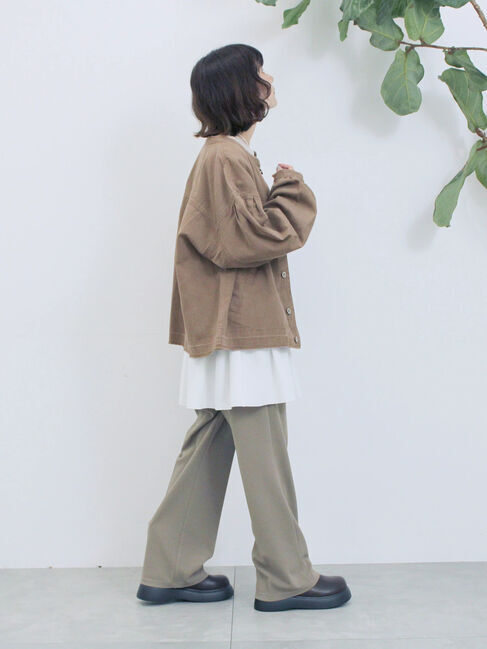 Samansa Mos2 blue「【ECO DENIM 】 ノーカラーブルゾン」|ブルゾン・スタジャン|