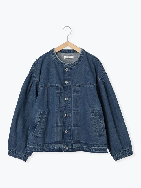 Samansa Mos2 blue「【ECO DENIM 】 ノーカラーブルゾン」|ブルゾン・スタジャン|