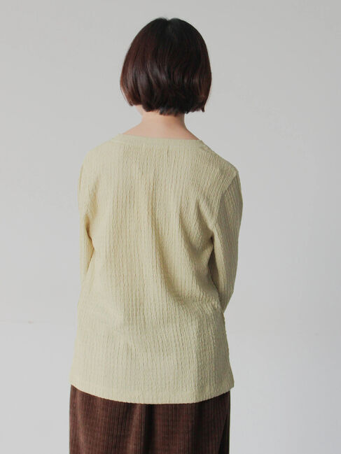 Samansa Mos2 blue「ふくれジャカードクルーネックプルオーバー」|Tシャツ・カットソー|