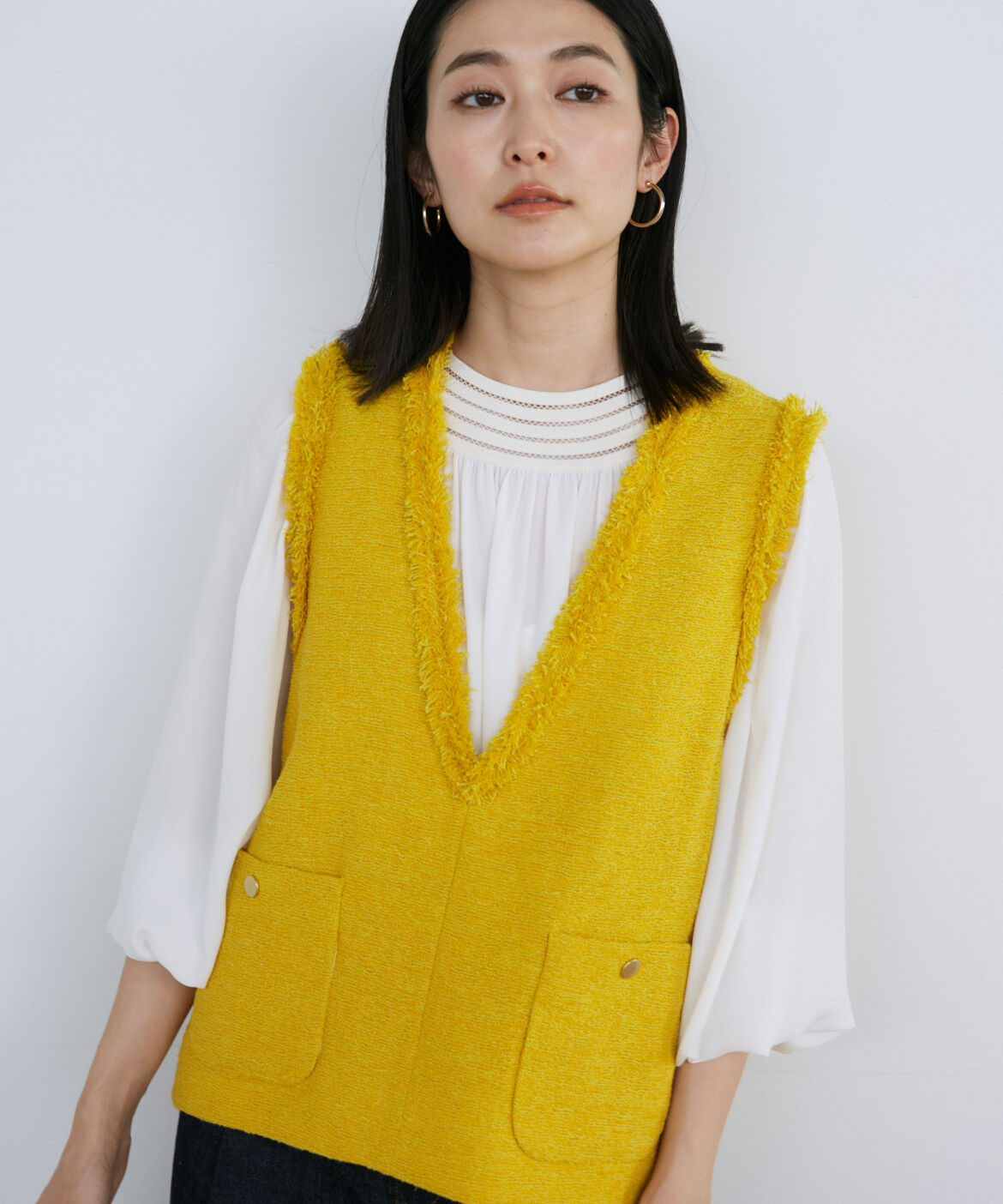 INED「《大きいサイズ》ツイードベスト《PONTETORTO》」|ダウンベスト・ベスト|