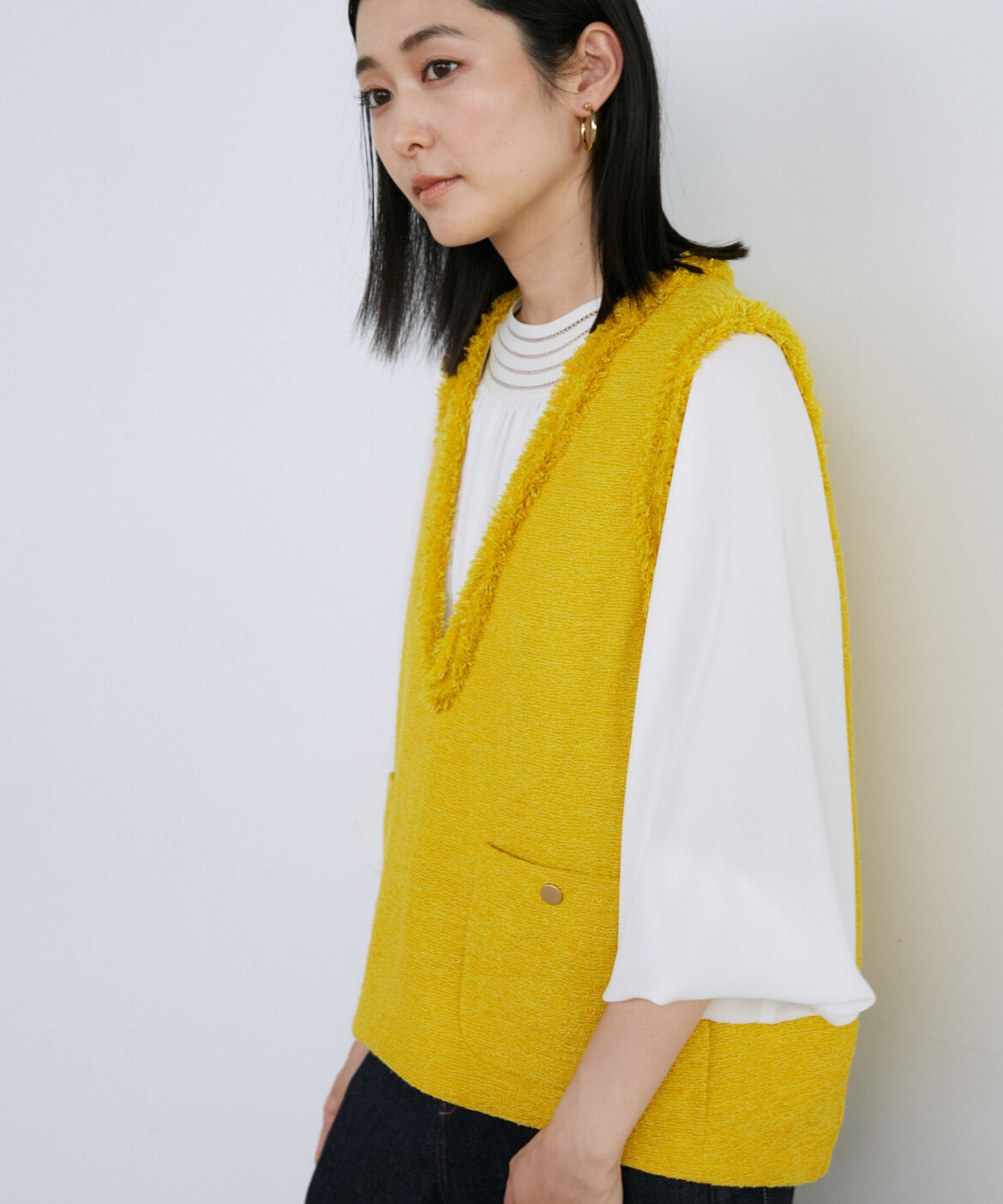 INED「《大きいサイズ》ツイードベスト《PONTETORTO》」|ダウンベスト・ベスト|