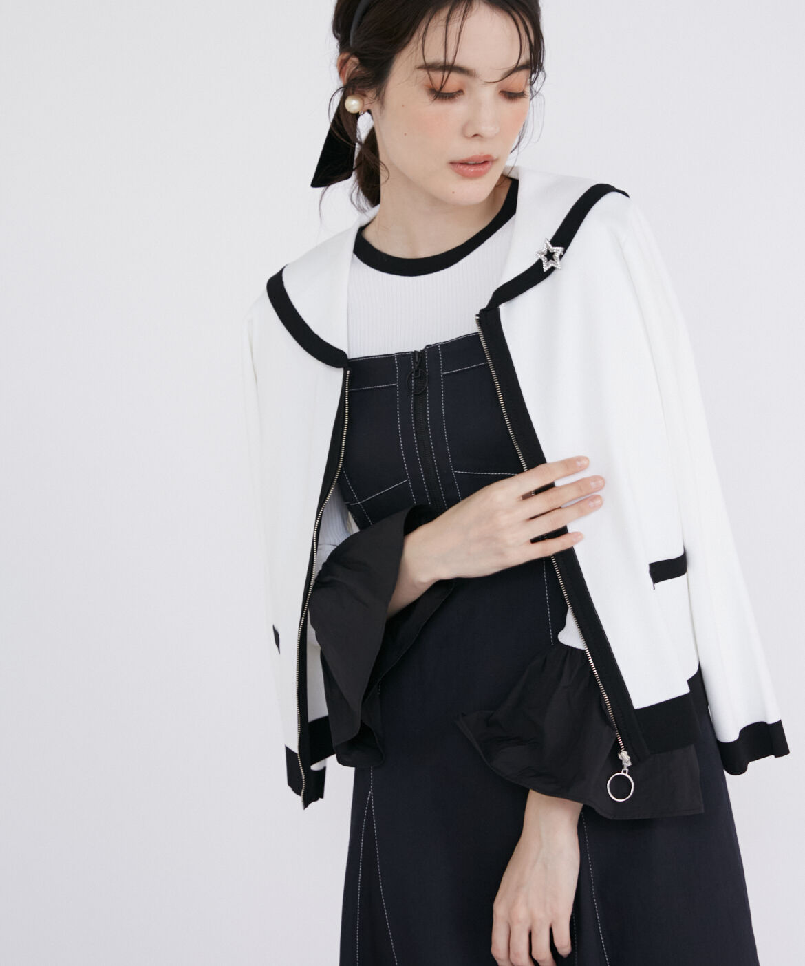 Maglie le cassetto「セーラーカラージップカーディガン」|カーディガン|